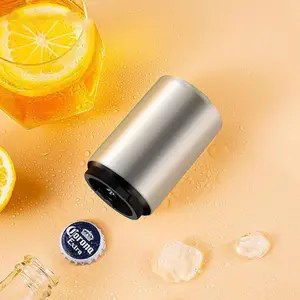Premium Magnetic Bottle Opener – Automatic Push-Down Stainless Steel Beer Opener with Cap Catcher, No-Slip Grip for Kitchen, Home Bar & Commercial Use