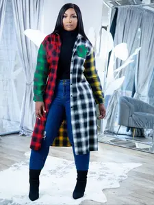 Autumn Fashion Women's Casual Long Sleeve Top, Stylish Plaid Graphic Print Blouse, Comfortable Knitwear for Fall Season