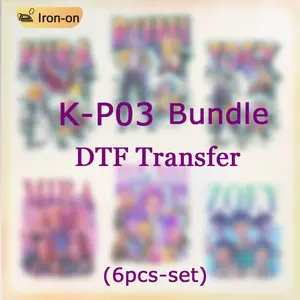 6pcs/set K-P03 Bundle Mystic Guardians DTF Transfers Stickers Cute Idol Character Iron-On Transfers Stickers for T-Shirts Bags Fabric Decor DIY Supplies