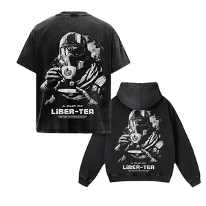 Helldivers 2 'A cup of liber-tea' Front and Back Washed T-Shirt & Hoodie Oversize Unisex, Double Printed Survival Horror Streetwear Game Merch Gift For Fan