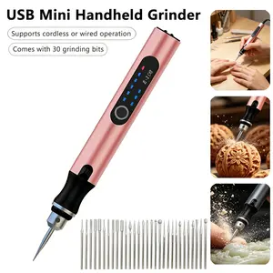 USB Charging Mini Grinder Pen, Electric Sander, 3-Speed Adjustable, Wireless Rotary Tool Kit, 30 Bits, Portable Electric Carving Pen for Wood, Nail Art, Jewelry Polishing, DIY Crafts, Cordless Rotary Tool