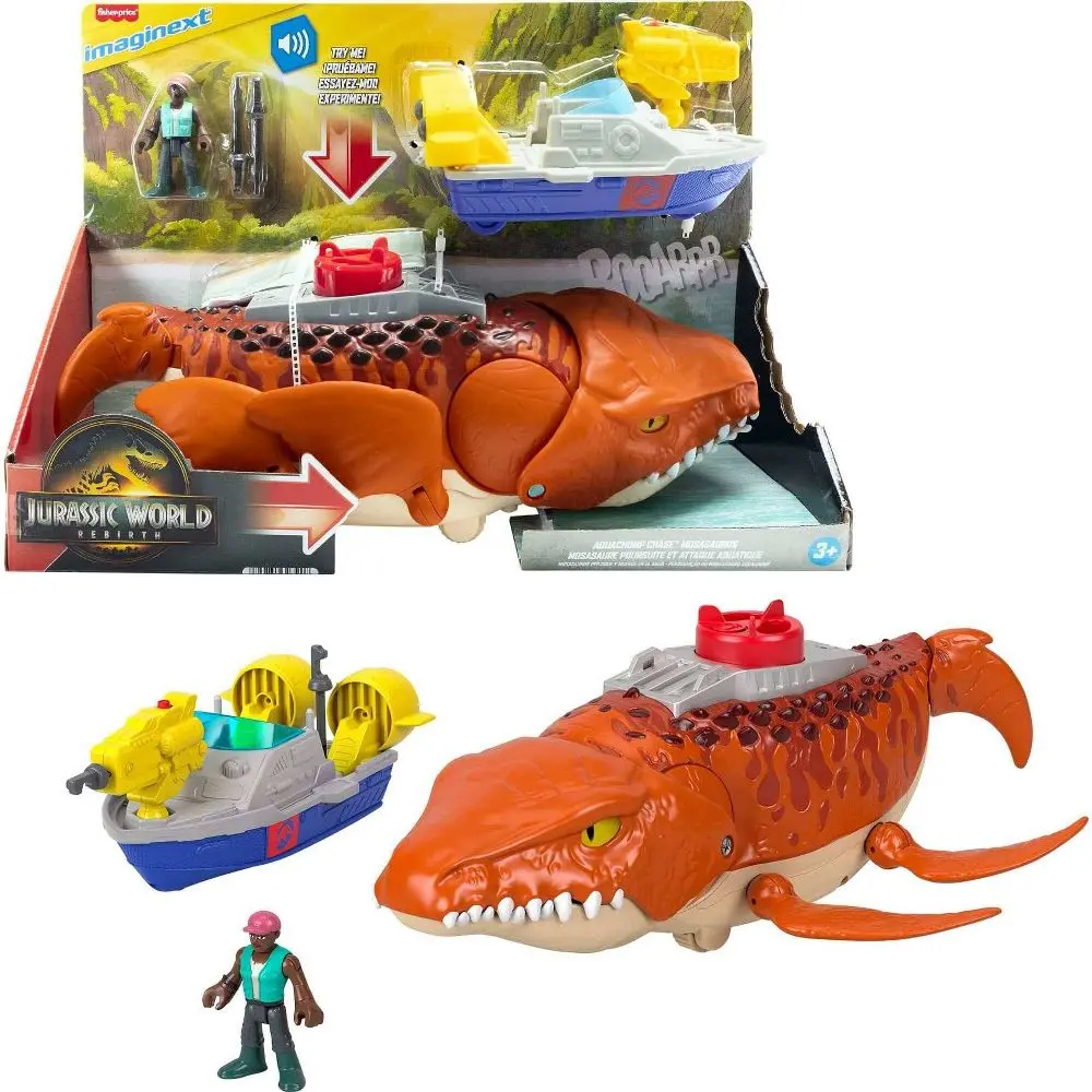 Fisher-Price Imaginext Jurassic World Rebirth Aqua Chomp Chase Dinosaur & Figure