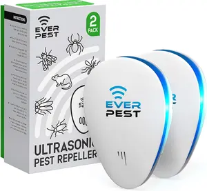 Ultrasonic Pest Control Repeller - Repel Rodents, Ants, Cockroaches Get Rid, Bed Bugs, Mosquitos, Flies, Spiders, Squirrel Bats -  2 Pack Device