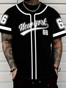 Men's Casual Letter Number Pattern Fitted T-Shirt, Outdoor Commute Vacation Wear, All Seasons Comfort, Daily Fashion