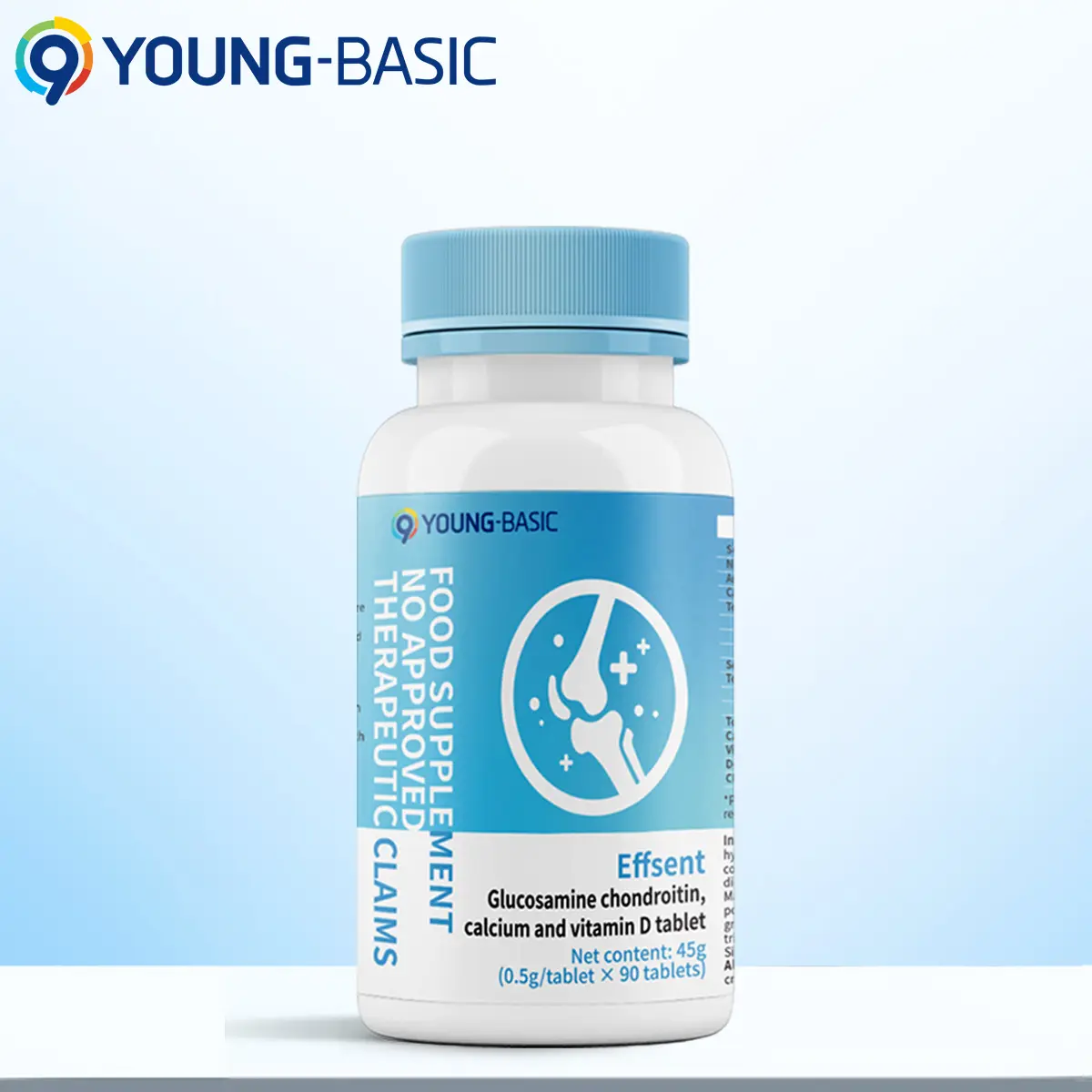 9 Young-Basic Effsent Glucosamine Chondroitin Tablets Plus Vitamin D3 & Calcium - Joints Flexibility & Mobility Support Cartilage Health Dietary Healthcare Fitness Supplement Edible