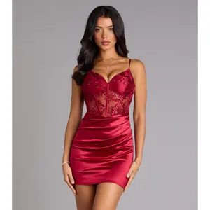 Alaia Floral Embroidered Satin Mini Dress