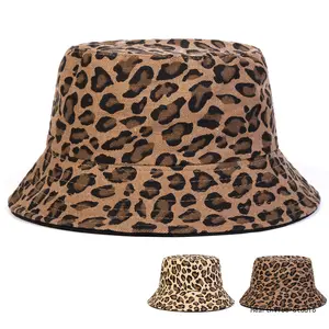 Cotton Retro Leopard Print Hip-Hop Bucket Hat - Western-Style Reversible Outdoor Sun Hat for Women with Sun Protection, 1-Size-Fit-All Sports & Outdoor Accessory