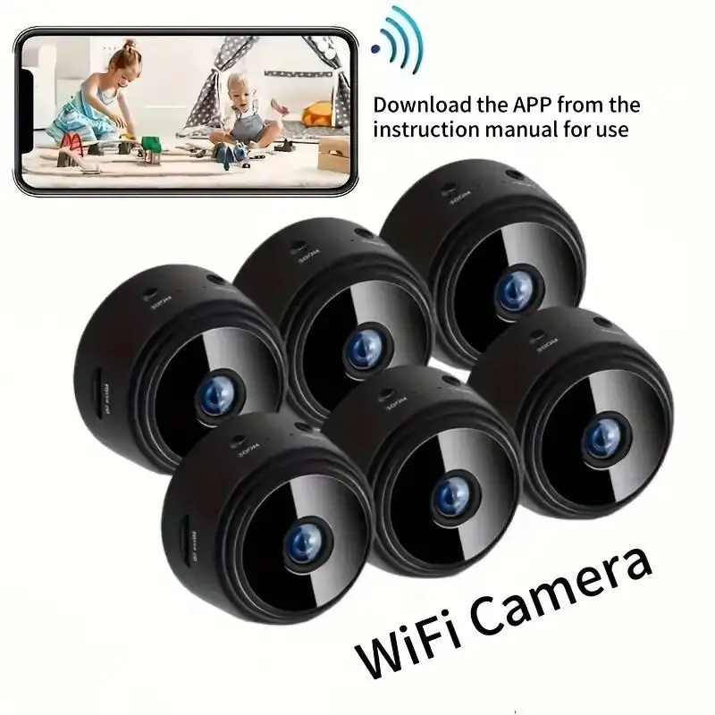 4/6pcs Mini   cámara  Wireless Surveillance   micro  Camera with 2.4G WiFi, HD 1080P, Supports 128GB Cards, Night Vision, Audio,  Remote View, Wide-angle, Easy to Carry, for Home, Pet, Bedroom, Black Fridays, cameras for home.Optional Monitoring Card Set
