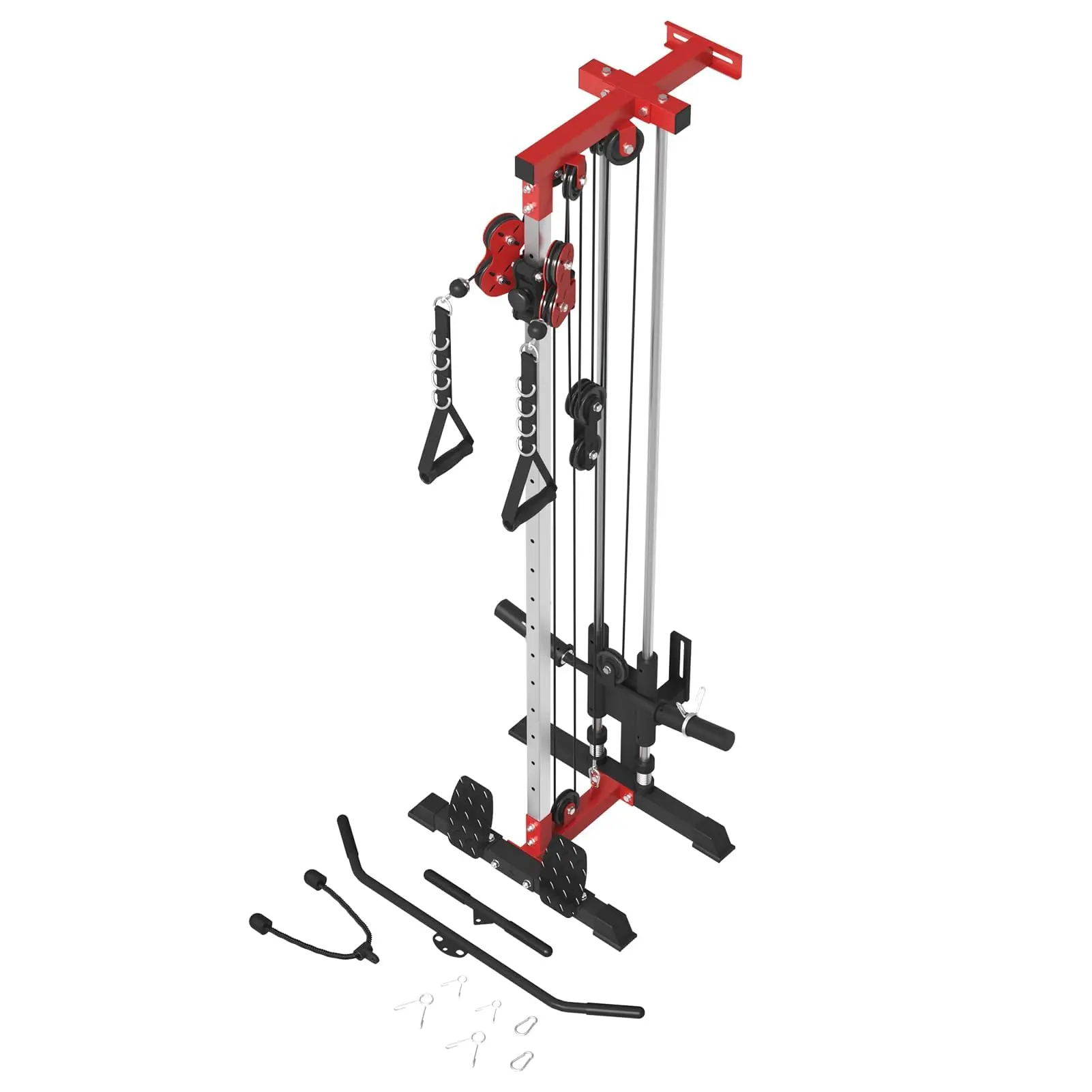 MIKOLO Dual Pully Wall Mount Cable Machine: 18-Position Adjustable Crossover System for Home Gym & Strength Lat Pulldown Bar Fitness Equipment Accessories