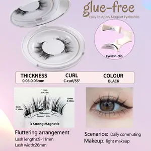 No Glue Magnetic Eyelashes, Reusable Natural Style Fake Lashes, Cosmetic Eyelashes, Easy to Apply Magnet Eyelashes Without Adhesive, Eye Makeup Products