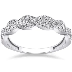 1/3 ct Diamond Infinity Vintage Wedding Ring 14K White Gold Lab Created