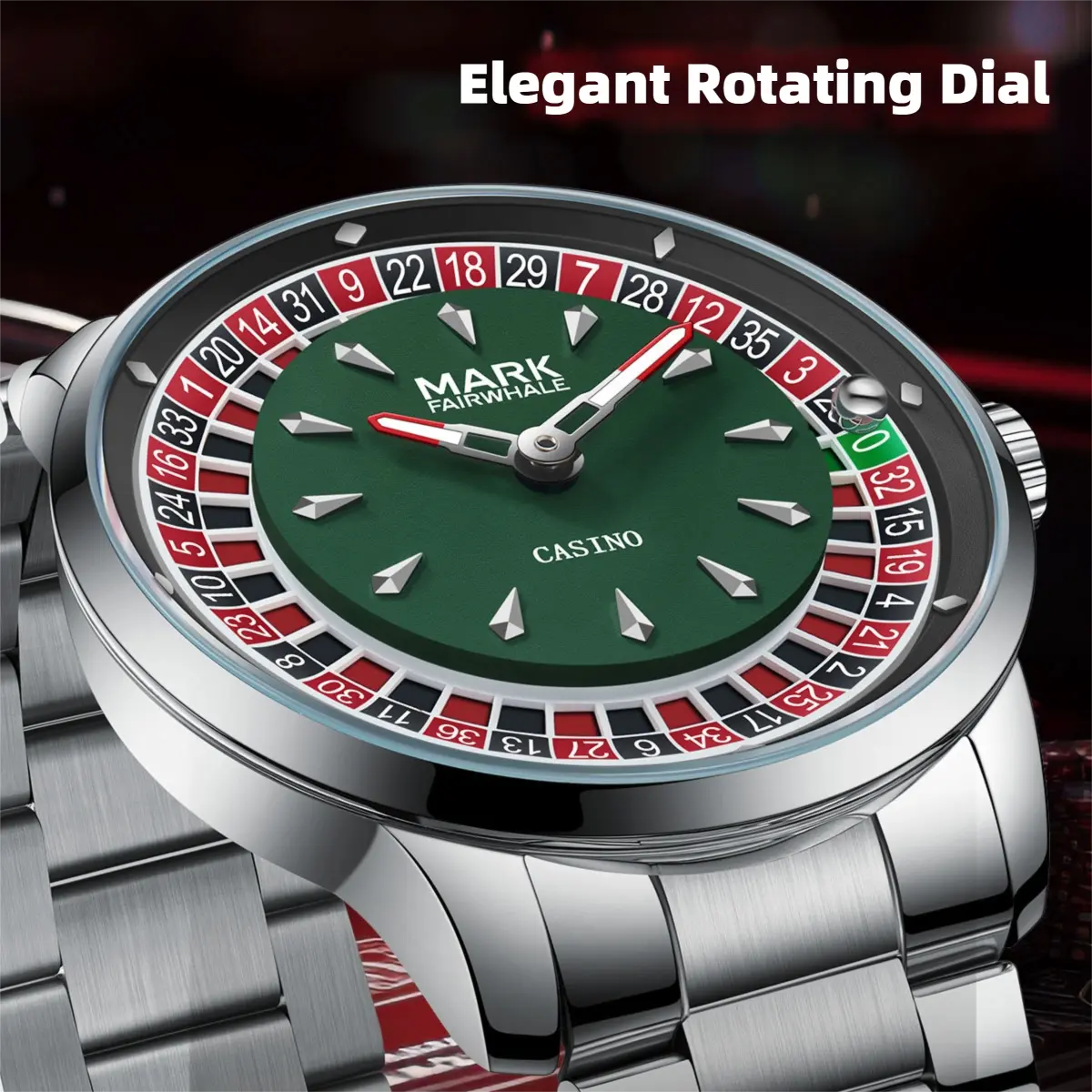 Russia turntable watch MARKFAIRWHALE genuine men’s wristwatch model FW-5031, round steel strap, water-resistant