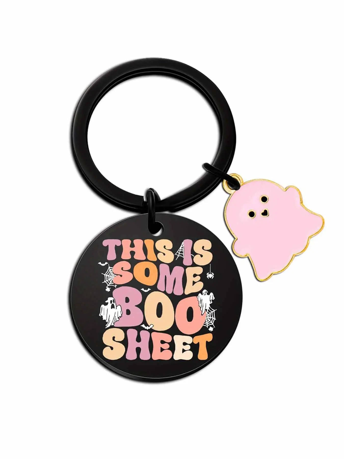 Halloween Ghost Keychain - Stainless Steel "Boo Sheet" Pun Keyring - Cute Accessory for Women, Teen Girls, and Halloween Basket Stuffers