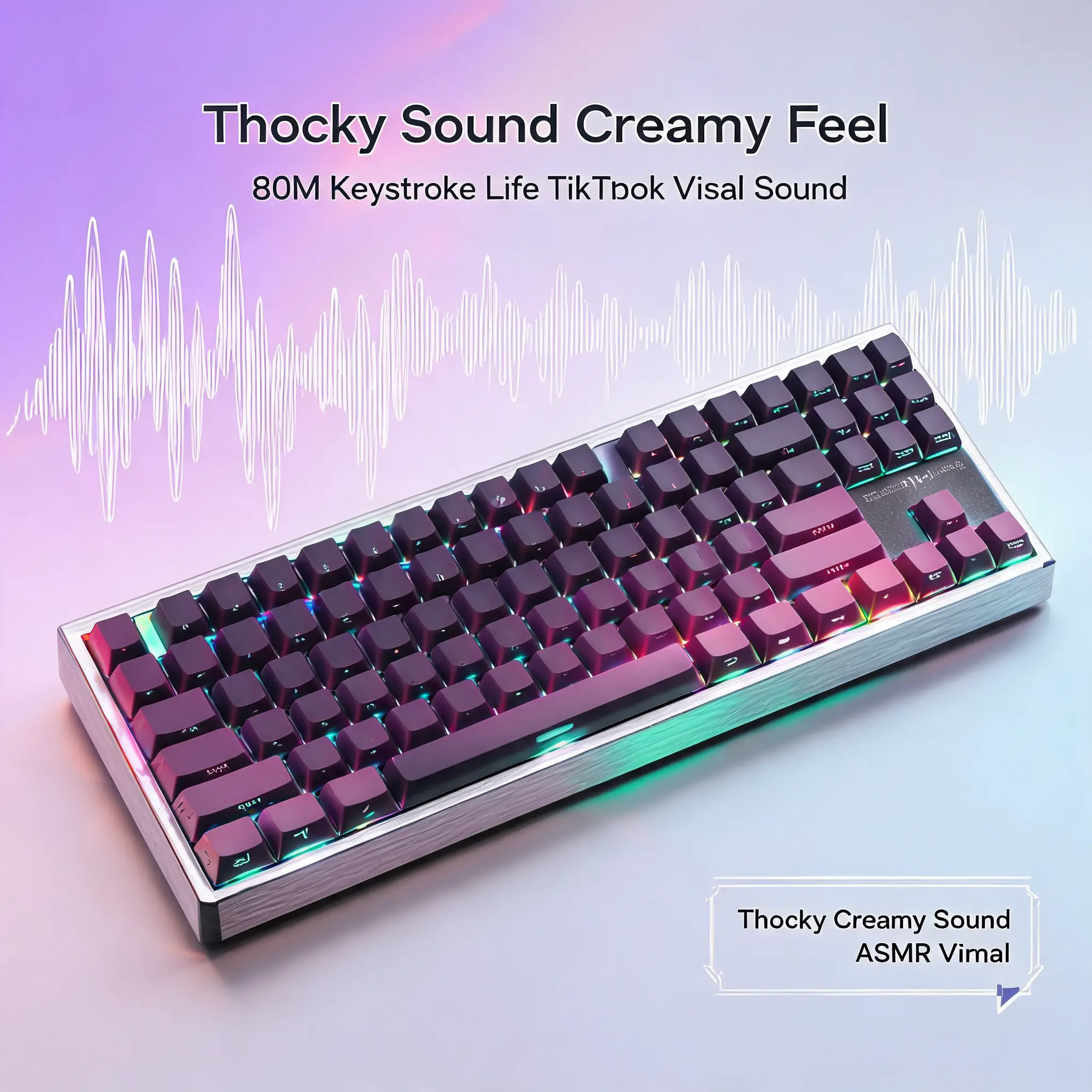 CNC Anodized Full Aluminum 87 Keys TKL Mechanical Keyboard, Hot Swappable Wired Gaming Keyboard with Thocky Creamy Mahjong Sound, Blackberry Side-Printed Keyboard with 17 RGB Effects