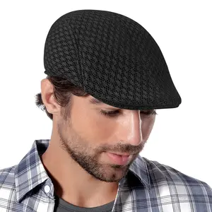 Men's Breathable Mesh Flat Cap, UPF50+ Sun Protection Newsboy Beret Hat summerwins