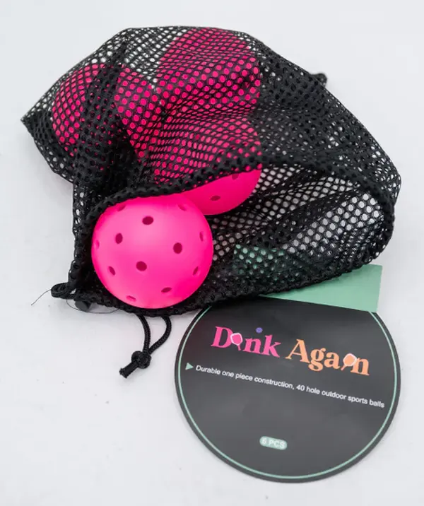 THE HYPE BOUTIQUE Dink Again Set of 6 Premium Pickleball Balls with Bag 26 Holes Outdoor/Indoor Aerodynamic Precision for Tournament Play Orange & Pink