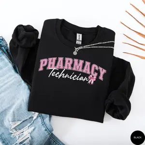Pharmacy technician T-SHIRT or Sweatshirt ,  Coquette pharm tech gift for pharmacy student,  pharmacy assistant, CPhT Sleeve Unisex