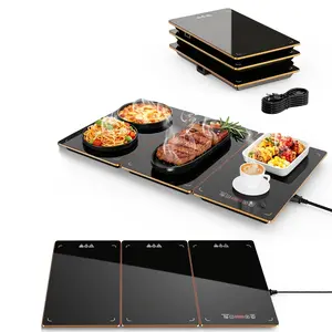 Food Warming Mat, 3/4/5-in-1 Electric Warming Tray,Heating Plate ，Ultra Thin Working Tempered Glass Panel for Keeping Food Hot, Portable Warmer for Parties Holiday Dinners