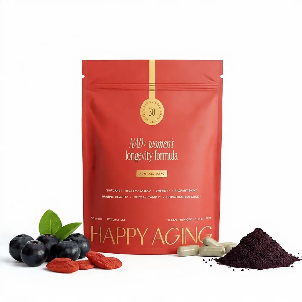 Happy Aging NAD+ Advanced Longevity Protocol Blends - NAD+ Support, Cellular Health, Resveratrol, CoQ10 Mix, Urolithin A Brain Booster Supplement
