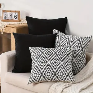 4pcs Simple Style Home Sofa Bed Headrest Cushion Covers, Clear Print Soft Fabric Pillowcases, Single-Sided Print, 45x45 Cm, No Filling