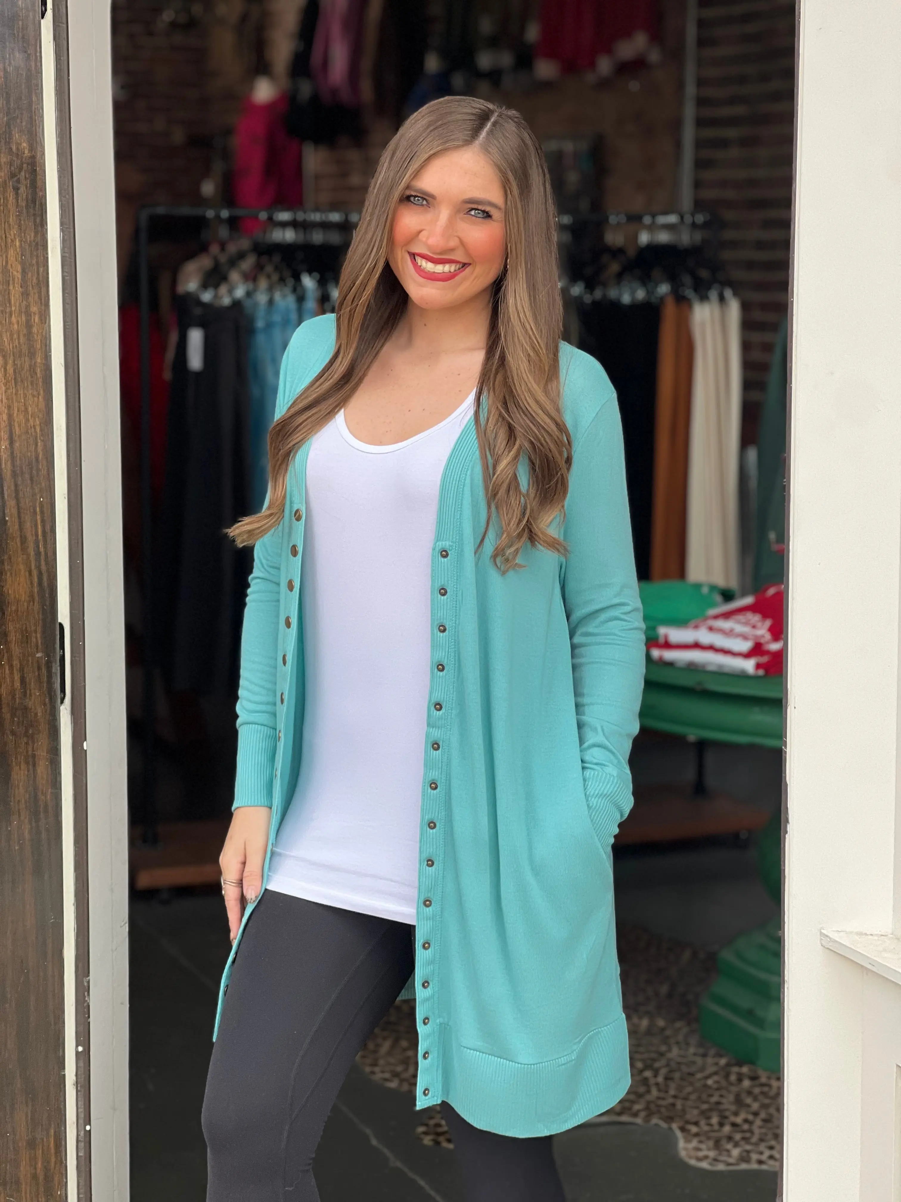 Snap Button Cardigan Ash MInt