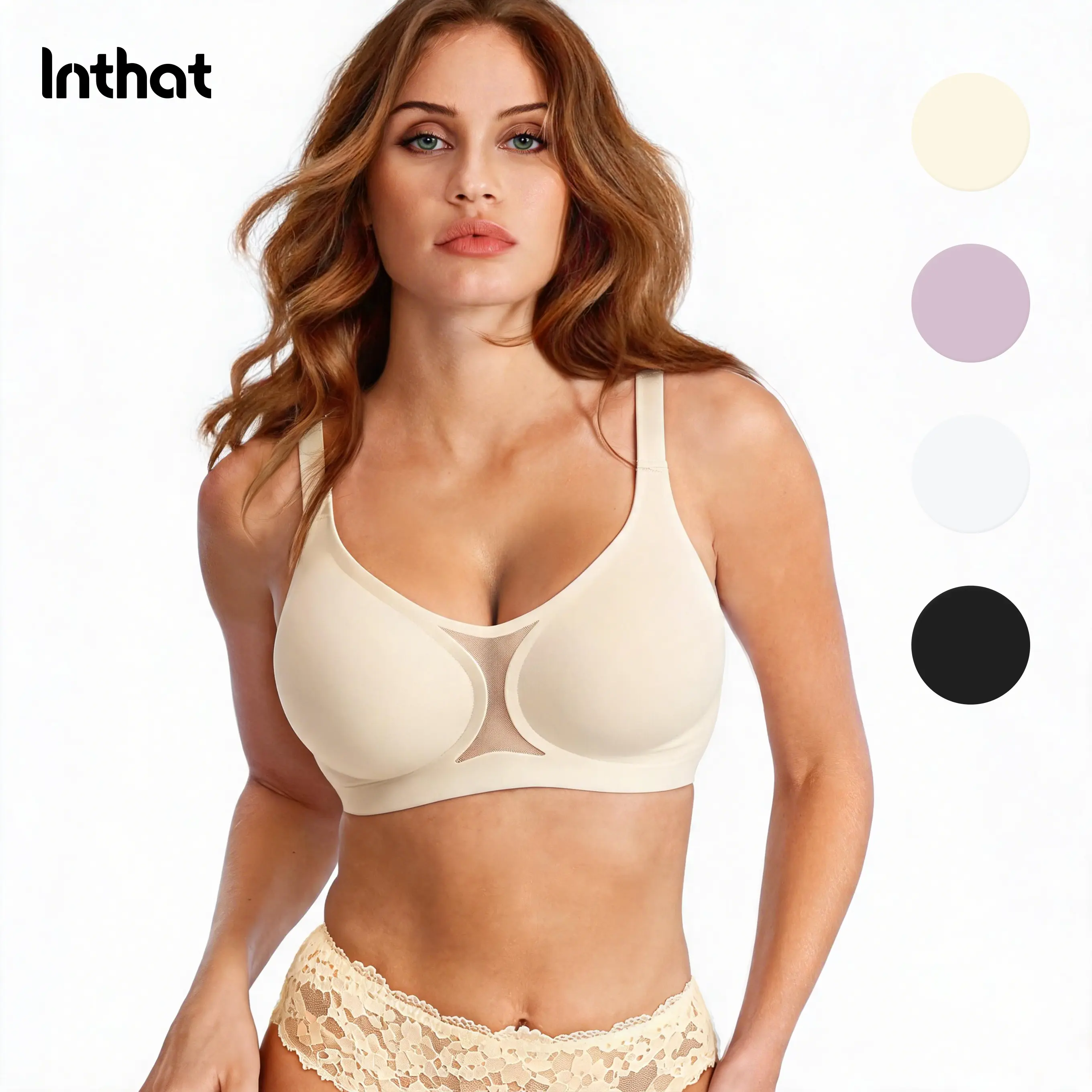 INTHAT Women's  Basic Comfortable Adjustable Supportive Everyday Bra - Breathable Hollow Mesh, Steady Support for Daily Sleep, Yoga Wear Womenswear Choose Size Up
