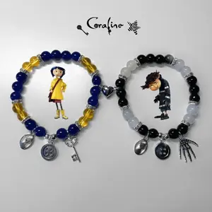 Coraline and Wybie pairing bracelets, couple bracelets, couple gifts, Halloween, Valentine's Day gifts