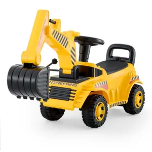 VEVOR Ride On Toddler Car,  Push Car for Toddler 19 to 36 Months, Excavator Digger Toy with Helmet & Music, 55 lbs Load Capacity, Foot-to-Floor Walker for Kids, Yellow