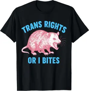 Cotton Gift Tee Transgender LGBT Pride Month Possum Trans Rights Or I Bite T-Shirt Breathable Fabric for all streetwear