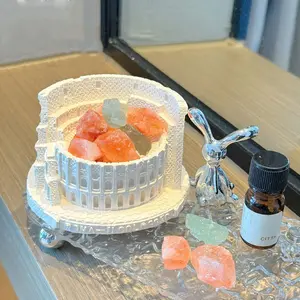 Natural Orange Salt Crystal Diffuser with Premium Essential Oil  Flameless Aroma Air Freshener  Roman Gypsum Ornament for Bedroom Office Home Use