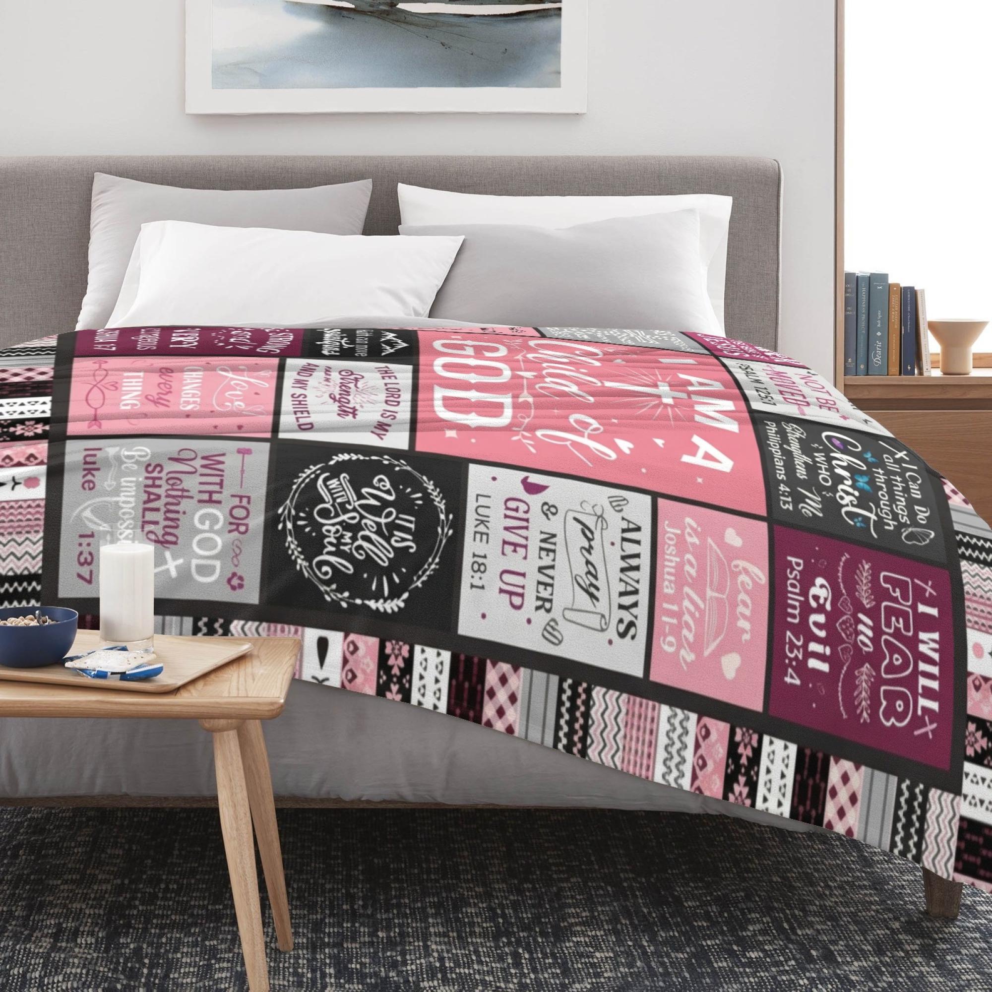 Christian Gifts for Women Blanket 60"x50" - I Am a Child of God Blankets - Inspirational Religious Birthday Catholic Spiritual & Baptism Confirmation Gifts for Girls