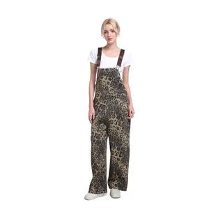 PinkyMoor Oversized Denim Leopard Pocket Buckle Up Wide Leg Overall Jumpsuit Women's overalls with suspenders Womenswear Comfort