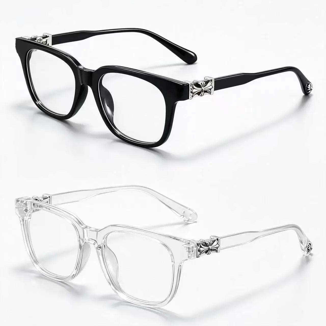 2-Pack  Vintage Cross Decor Blue Light Glasses | Anti Fatigue Computer Gaming Eyewear for Men & Women