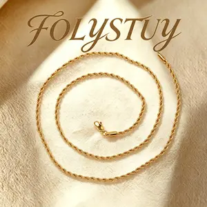 [3mm-27inches] FOLYSTUY (Y109) Rope Chain Necklace Unisex with Chain & Link for Comfortable Fit and Minimalist Look