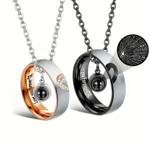 Virelyn S Matching Necklaces For Couples Pendant Necklace For Women Men Matching Promise Rings Pendant Set Stainless Steel Couple Necklace For Him And Her Anniversary Valentine'Virelyn S Day Jewelry Gift Love You Forever Heart Design