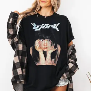 Bjork 90s Tour Shirt, Bjork 100% Cotton Black Unisex T-shirt