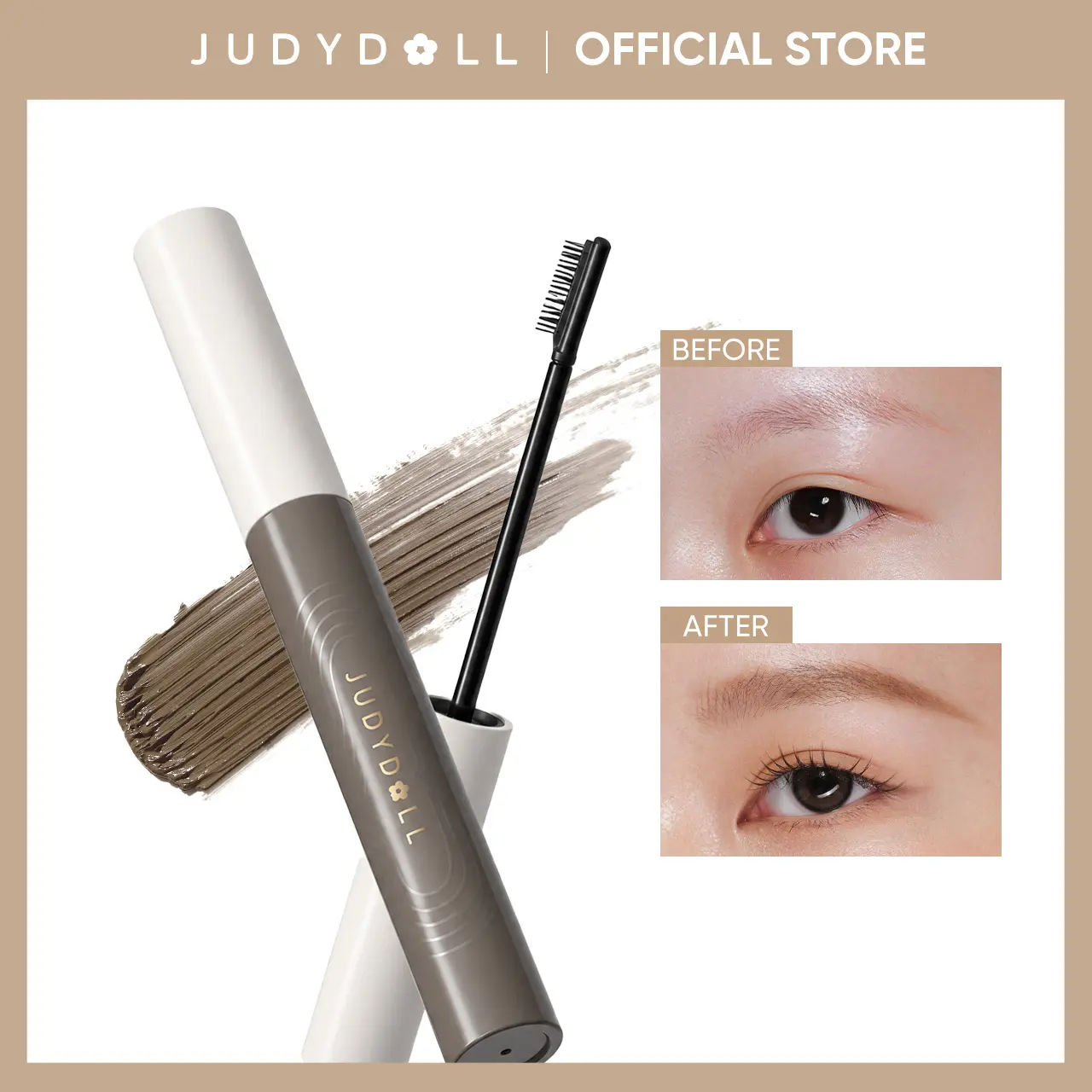 JUDYDOLL Precision Brow Mascara, Eyebrow Volumizing Mousse, Buildable Soft & Full Brows, All-day Wear, Flake Resistant, Waterproof, Long Lasting, Smudge Proof, Buildable Color, Easy Brush Applicator, Makeup, Cosmetics, Refresh Look, Summerwins