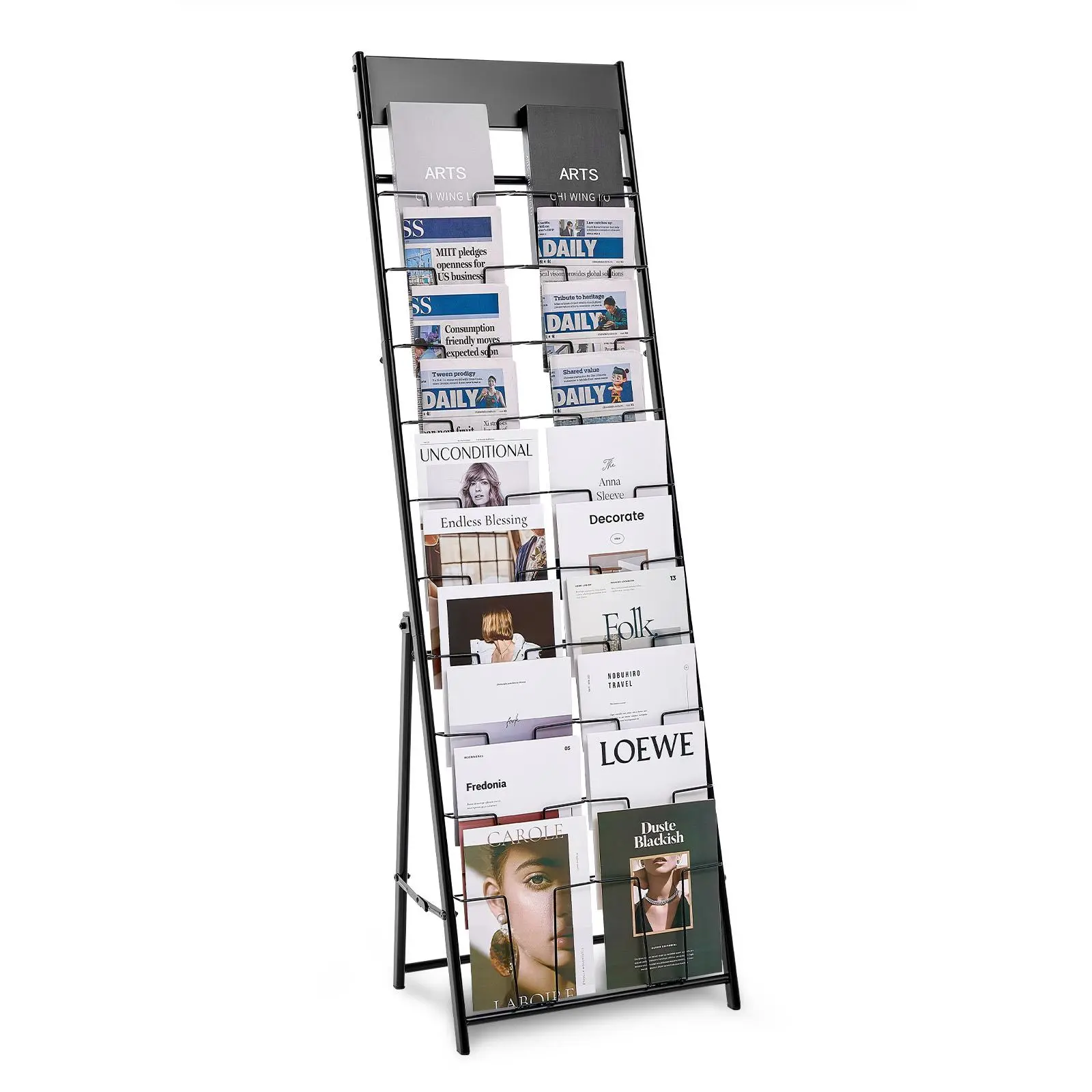 【Summerfinds】VEVOR Corrosion-Resistant Rustproof Metal Floor Standing Organiser, 20-Compartment Detachable 2 lbs Multifunctional Portable Literature Display Stand, Black Brochure Holder for Shop, Displaying Bills