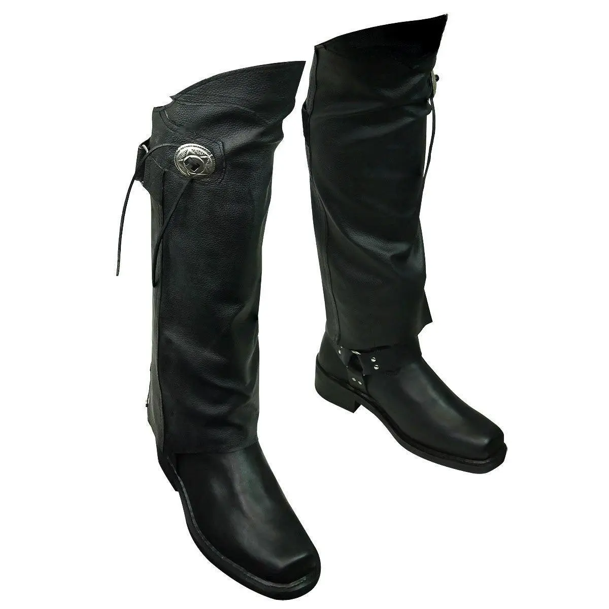 Vance Leather Black Biker Motorcycle Half Leather Chaps
