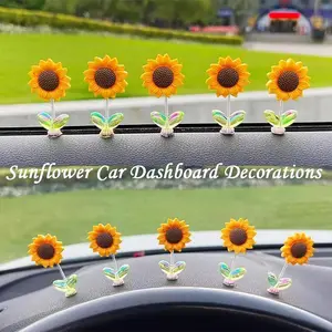 5 Pcs Sunflower,Ornaments for Car,Creative Rocking Ornament,Car Accessories,Sunflower Dashboard Decorations for Mother's Day Home Decor Accents