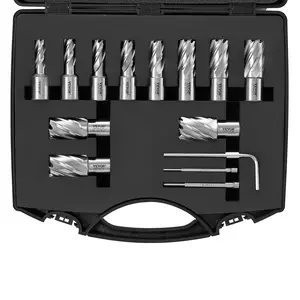 VEVOR Annular Cutter Set, 13 pcs Weldon Shank Mag Drill Bits, 7/16" to 1-1/16" Cutting Diameter, 1" Cutting Depth, M2AL HSS, 2 Pilot Pins, Hex Wrench and Portable Case, for Using with Magnetic Drills
