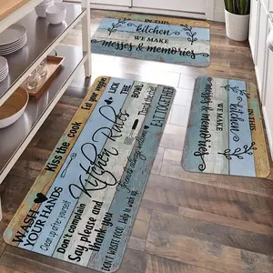 2/3pcs kitchen carpet floor mat, retro template English design anti slip kitchen carpet Kitchen Area Rug, soft and comfortable, easy to clean, suitable for bedrooms, living rooms, dining rooms, doorways, bathrooms, laundry rooms, Home Decorative Rugs