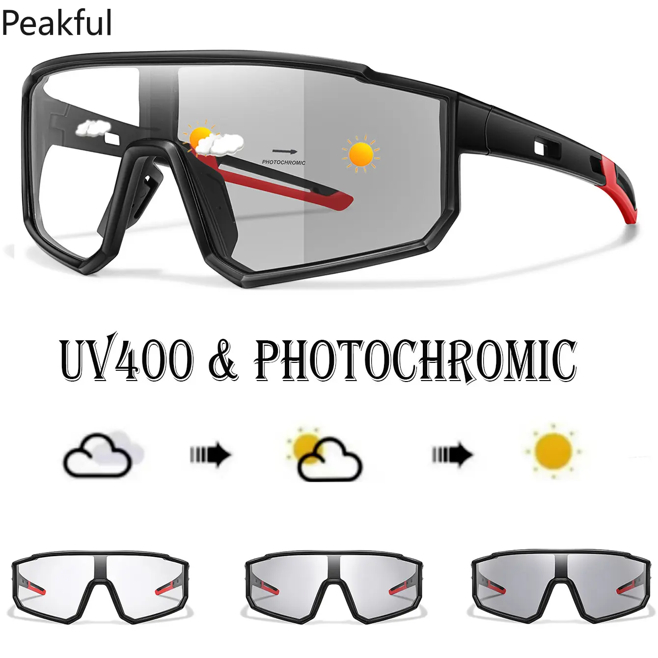 2026 Photochromic Sports Sunglasses, Trending UV400 Cycling & Running Glasses, Light-Adjusting Outdoor Eyewear with Full Wrap Design, quick tint-changing lens & anti-glare protection, perfect for biking, hiking, driving and all-day outdoor activities