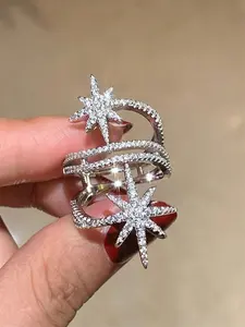 1 PC Glamorous Cubic Zirconia Statement Ring With Sparkling Zircon Inlay For Women For Wedding Engagement Anniversary Party Jewelry Valentine's Day Gift