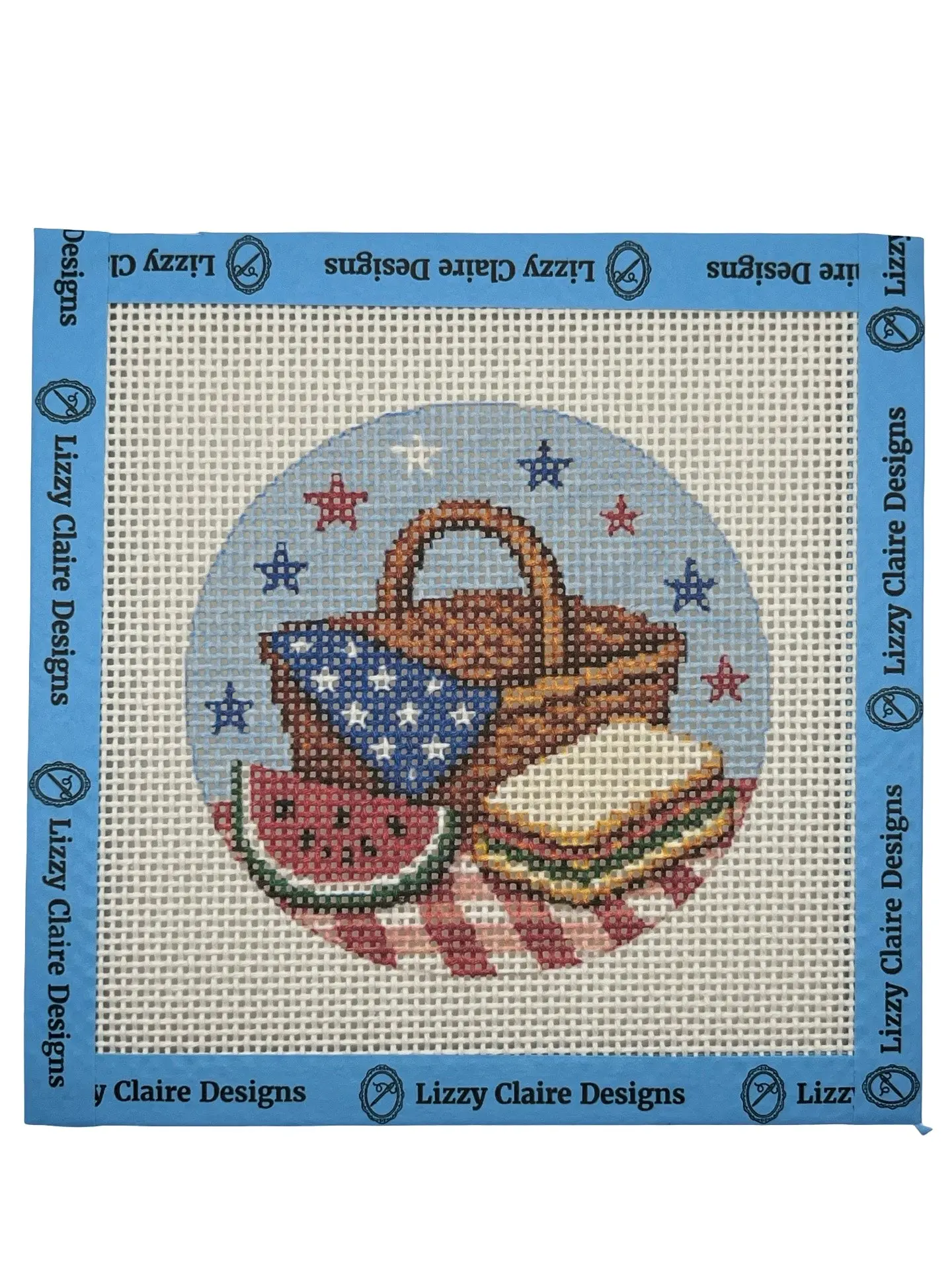 Patriotic Picnic - 13 mesh - 6 x 6 - Needlepoint Canvas
