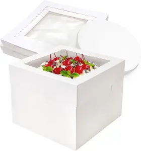 Cake Boxes 10108 inch White Tall Cake Boxes with Window Cajas Para Pasteles for Cakes, Pies, Pastries, Birthday, Party (10 Pack)