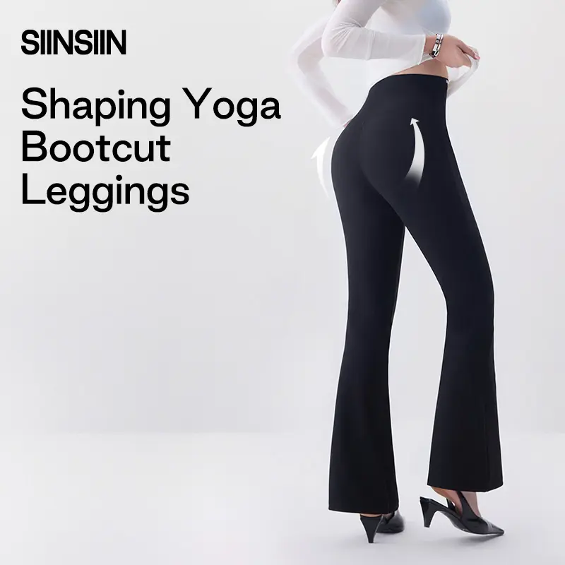 SIINSIIN Women's High Waisted Bootcut Yoga Pants, High Stretch Hip-Shaping Leggings for Tummy Control and Scrunch Butt Lift, Cinched High Waisted Pants, Shaping Yoga