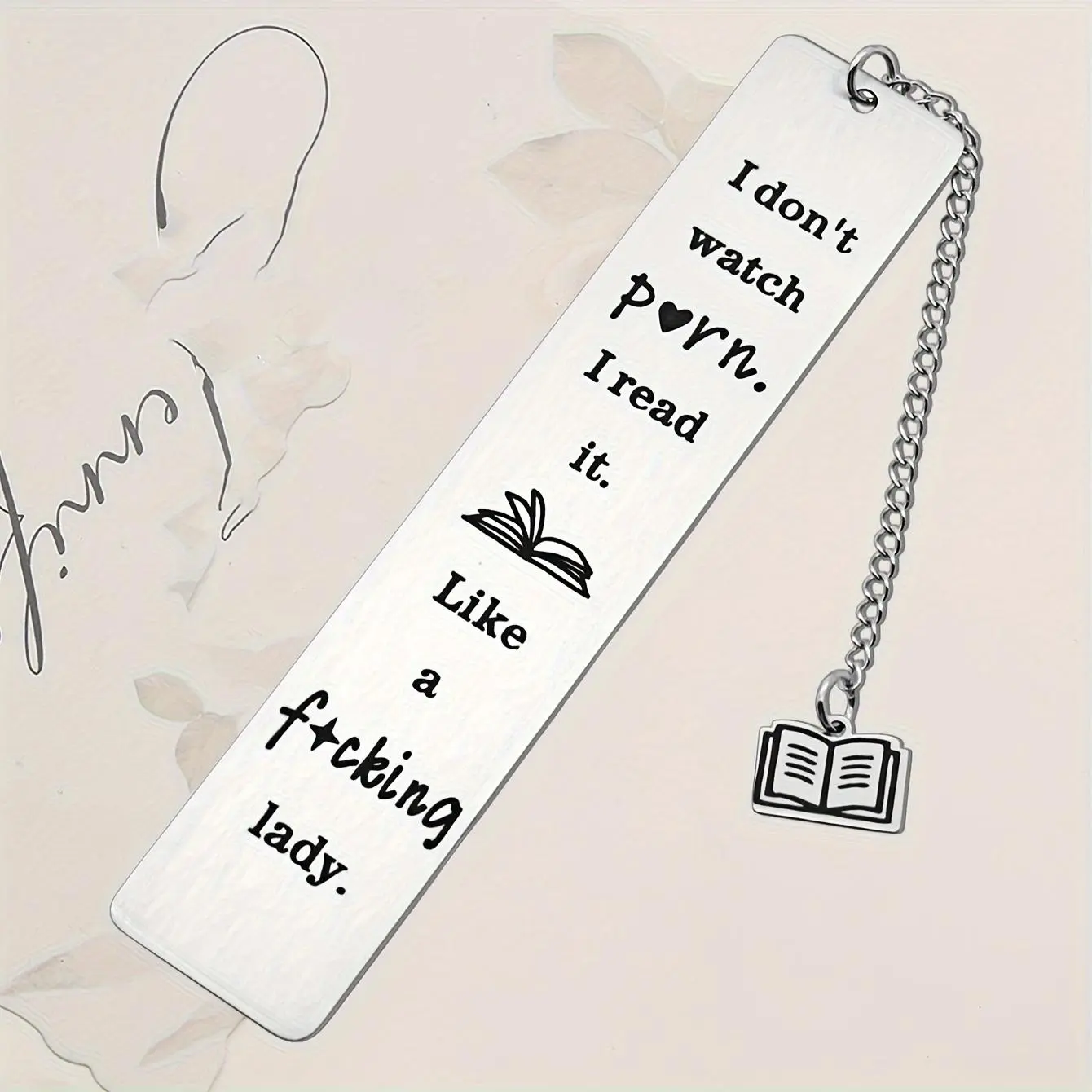 1pc Fun Metal Bookmark for Women, Unique Gift for Book Lovers, Stainless Steel Pendant Bookmark for Reading Accessories, Lettering