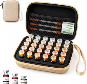 Peptide Vial Case for Fridge Storage - Organizer Holds 1-3Ml Vials for Insulin, GLP-1, Peptides,Hard Shell Travel Case with Hand Strap,G0Ld (30 Slot) Mazentrix