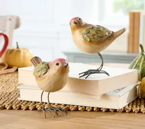 Set of 2 Bird Figures with Leaf Wings by Valerie